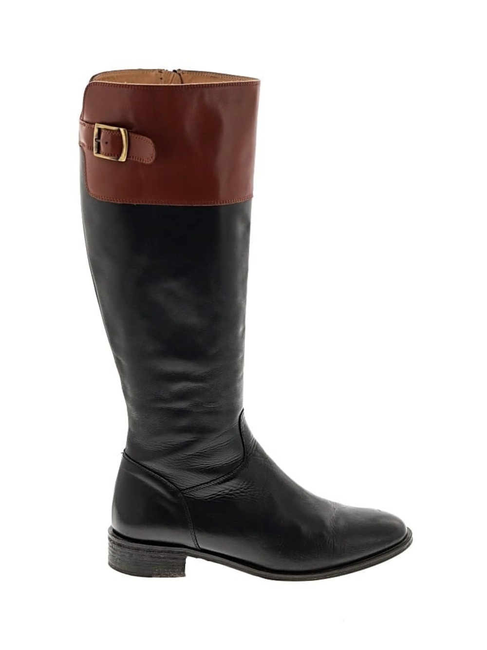 Saks Fifth Avenue Two-Tone Leather Riding Boots - Black & Brown VINTAGE